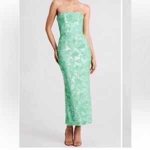 HELSI Leslie Pattern Sequin Strapless Gown Seafoam Green